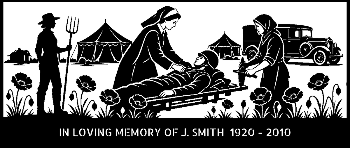 Women at War Memorial Bench (Personalised) – laser-cut back panel design