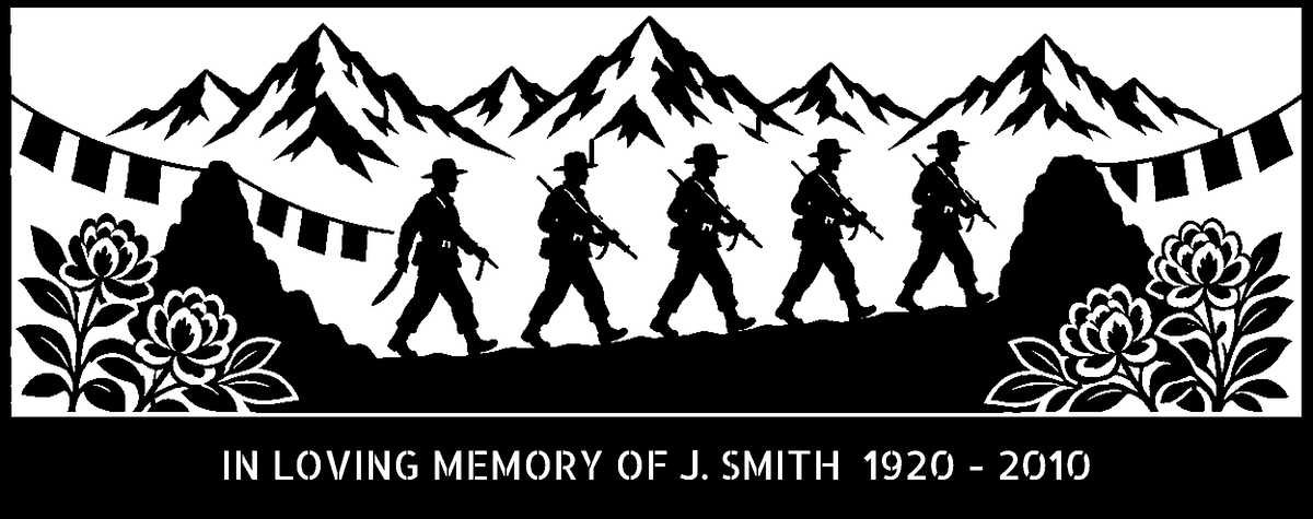 Gurkha Ridge March Memorial Bench (Personalised) – laser-cut back panel design