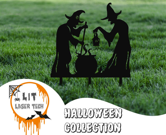 Witches Cauldron Garden Stake