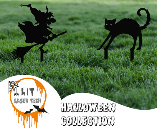 Witch & Cat Duo Garden Stakes