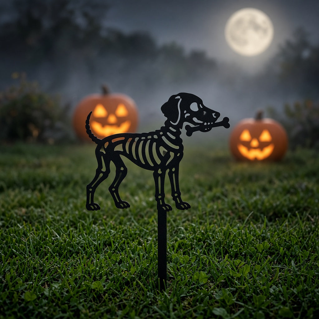 Skeleton Dog Garden Stake