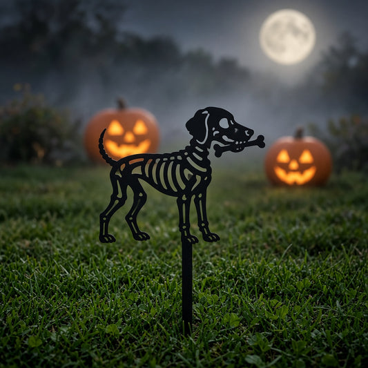 Skeleton Dog Garden Stake