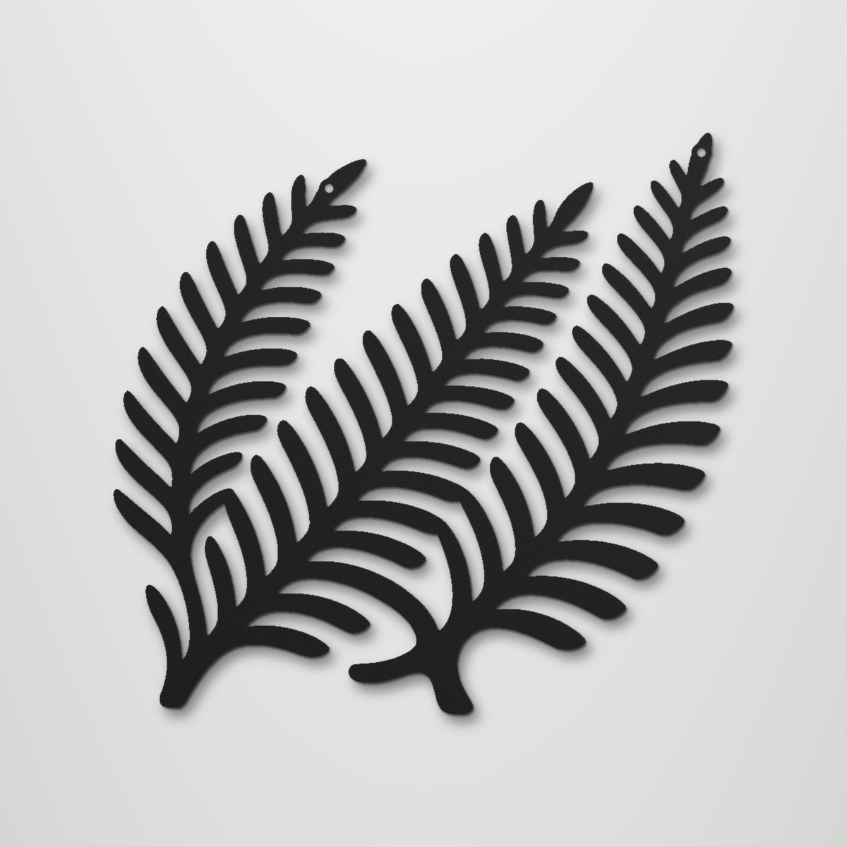 Fern Fronds laser cut steel wall art in matte black, front view