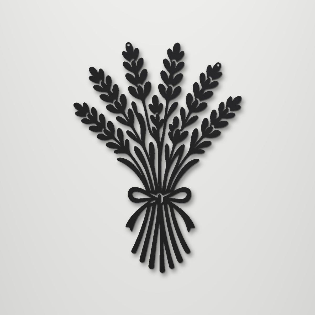 Lavender Sprigs laser cut steel wall art in matte black, front view