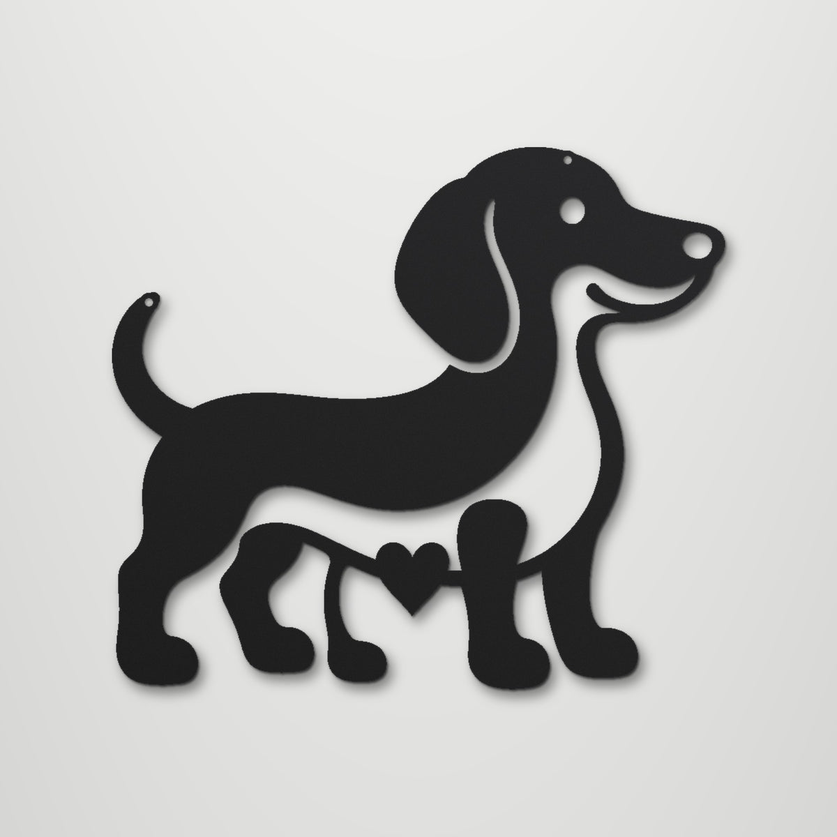 Dachshund laser cut steel wall art in matte black, front view