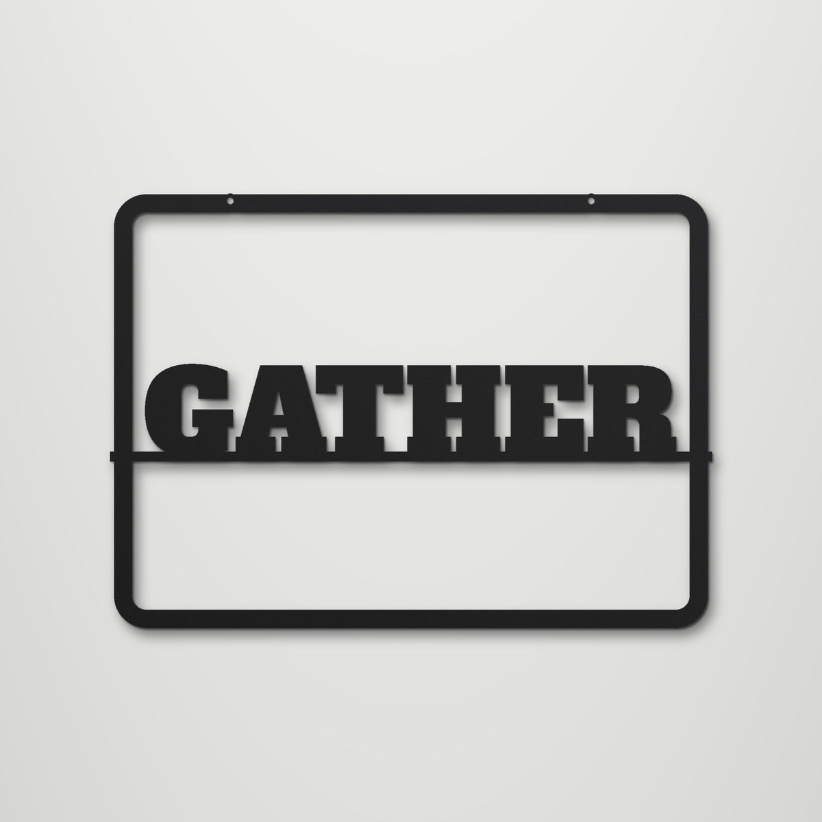 Gather laser cut steel wall art in matte black, front view