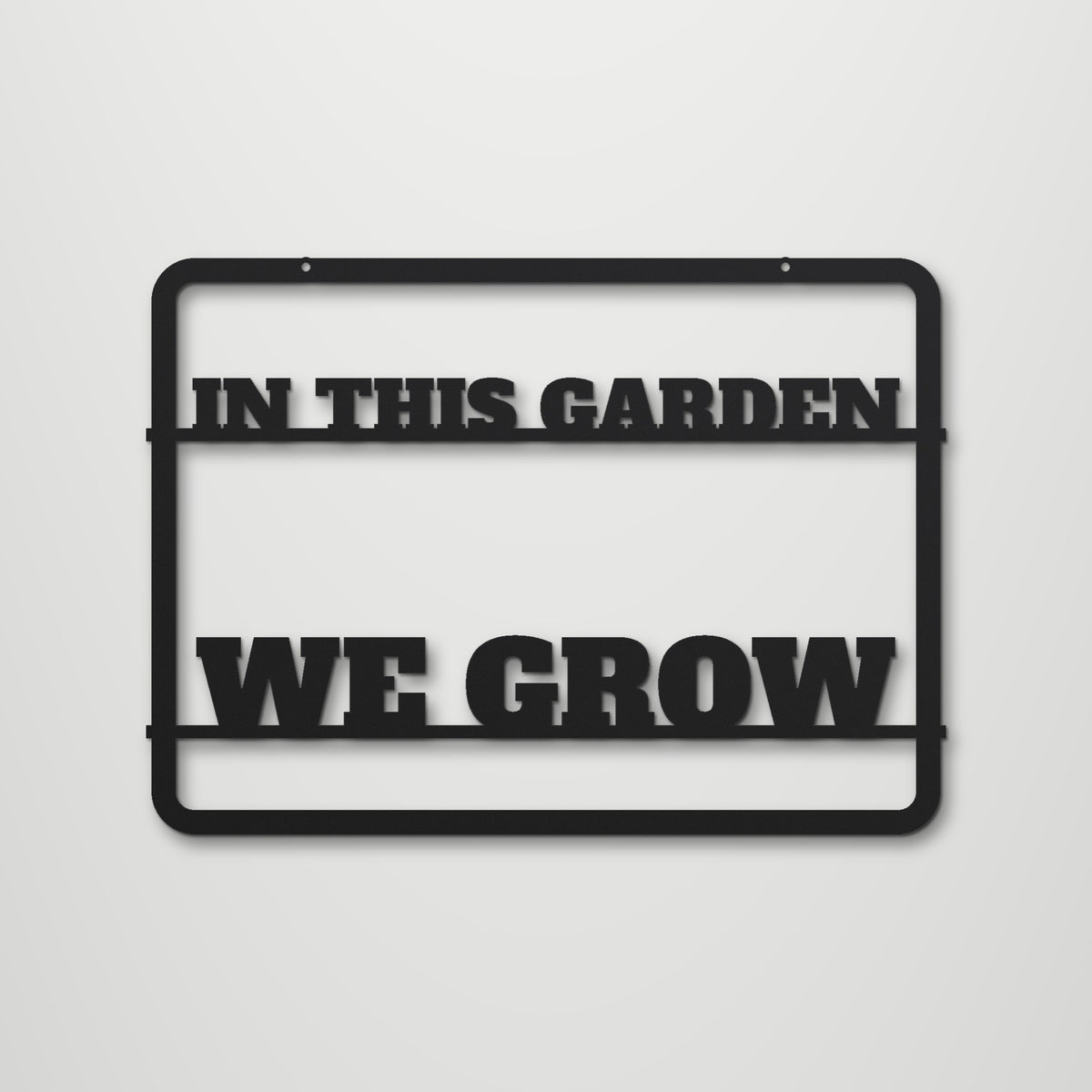 Garden Grows laser cut steel wall art in matte black, front view