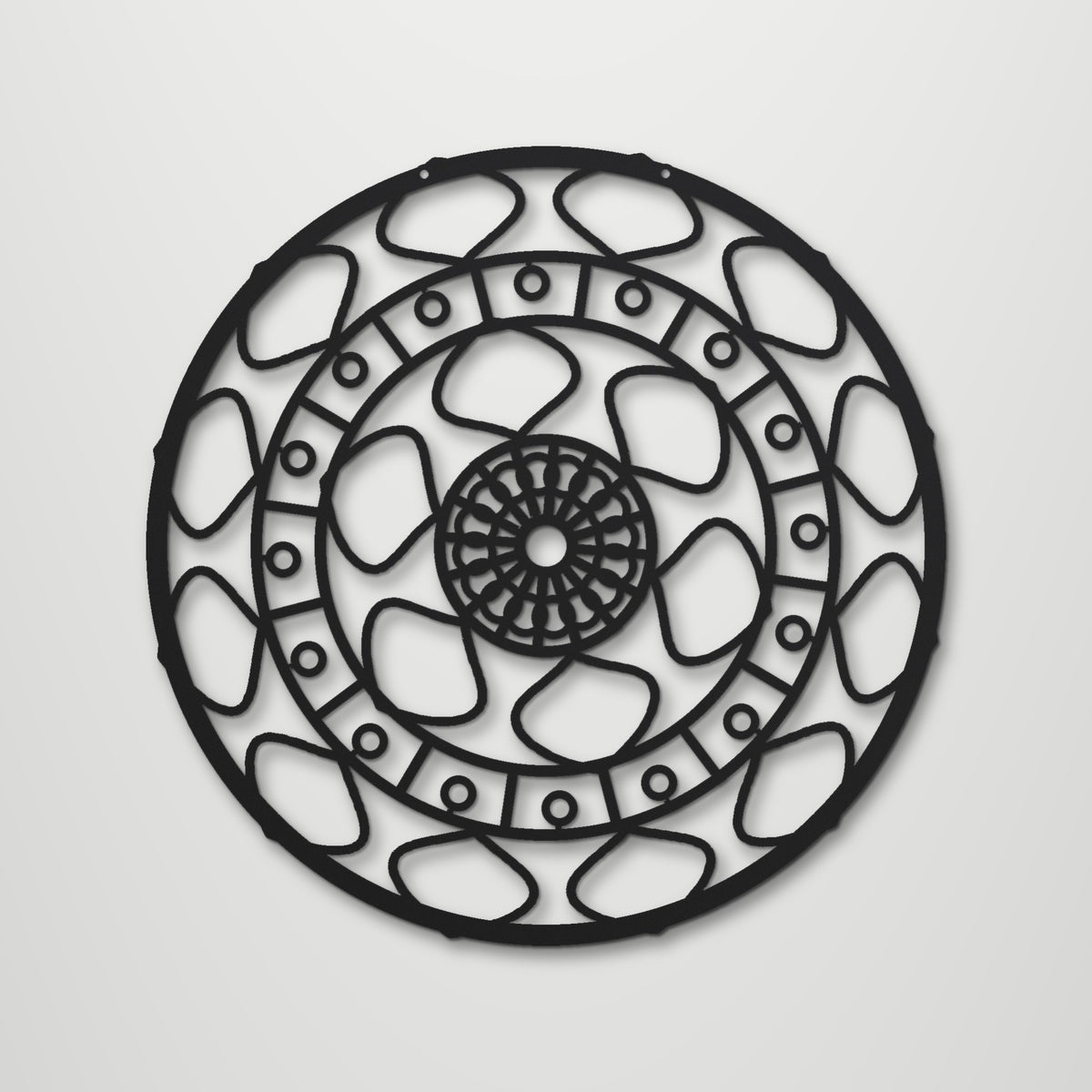 Geometric Mandala Celtic Star laser cut steel wall art in matte black, front view