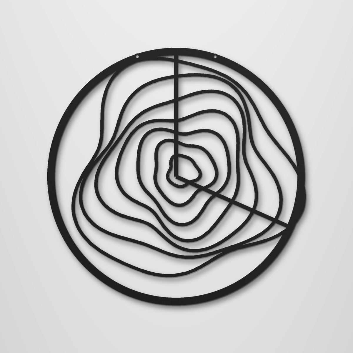 Contour Lines laser cut steel wall art in matte black, front view