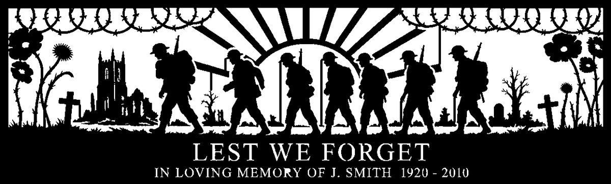 WW1 Lest We Forget Memorial Bench (Personalised) – laser-cut back panel design