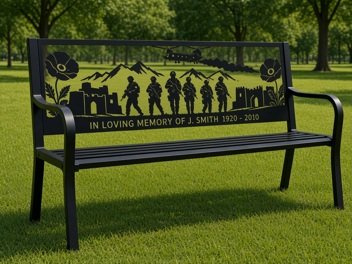 Helmand Patrol Memorial Bench (Personalised) – illustrative mockup
