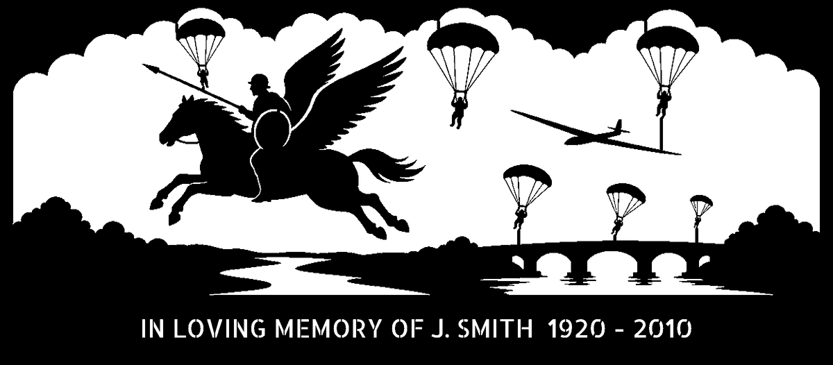 Pegasus Airborne Memorial Bench (Personalised) – laser-cut back panel design