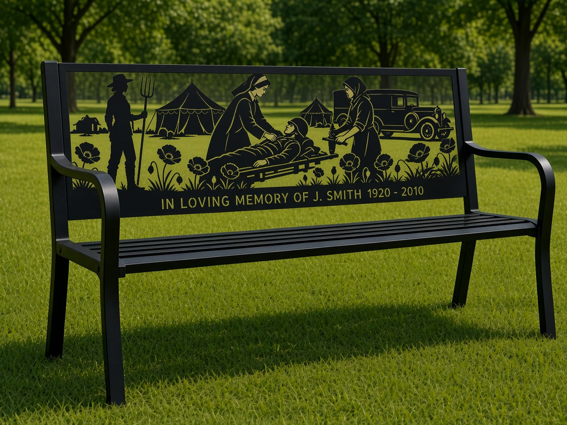 Women at War Memorial Bench (Personalised) – illustrative mockup