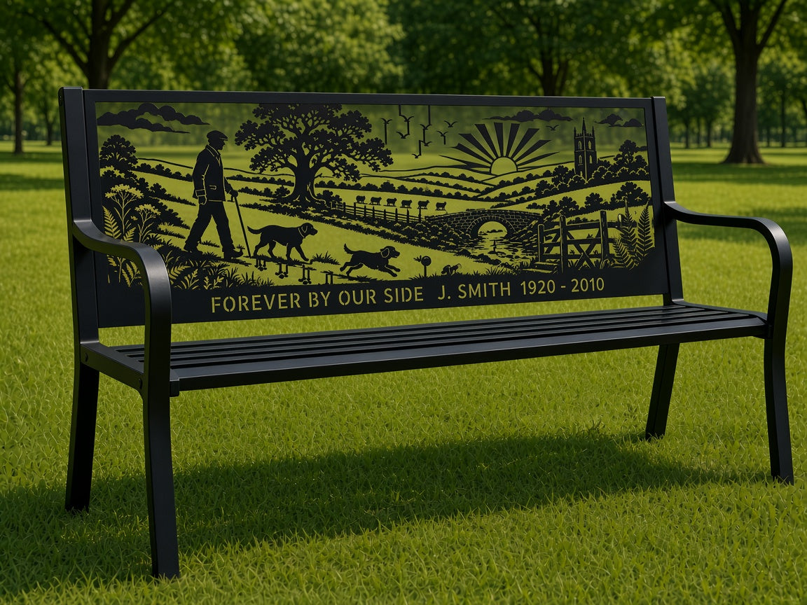Dog Walk – Forever By Our Side Memorial Bench (Personalised) – illustrative mockup