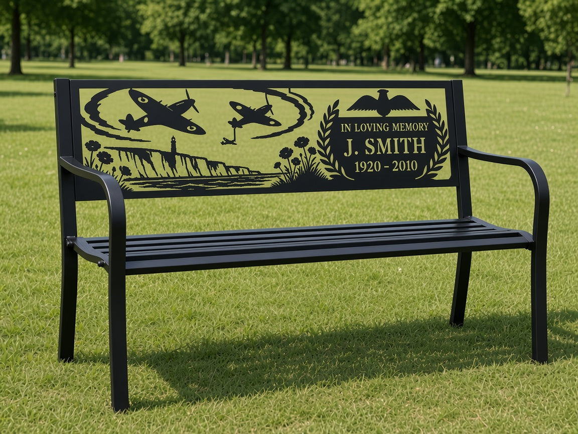 Spitfires Over Dover Memorial Bench (Personalised) – illustrative mockup
