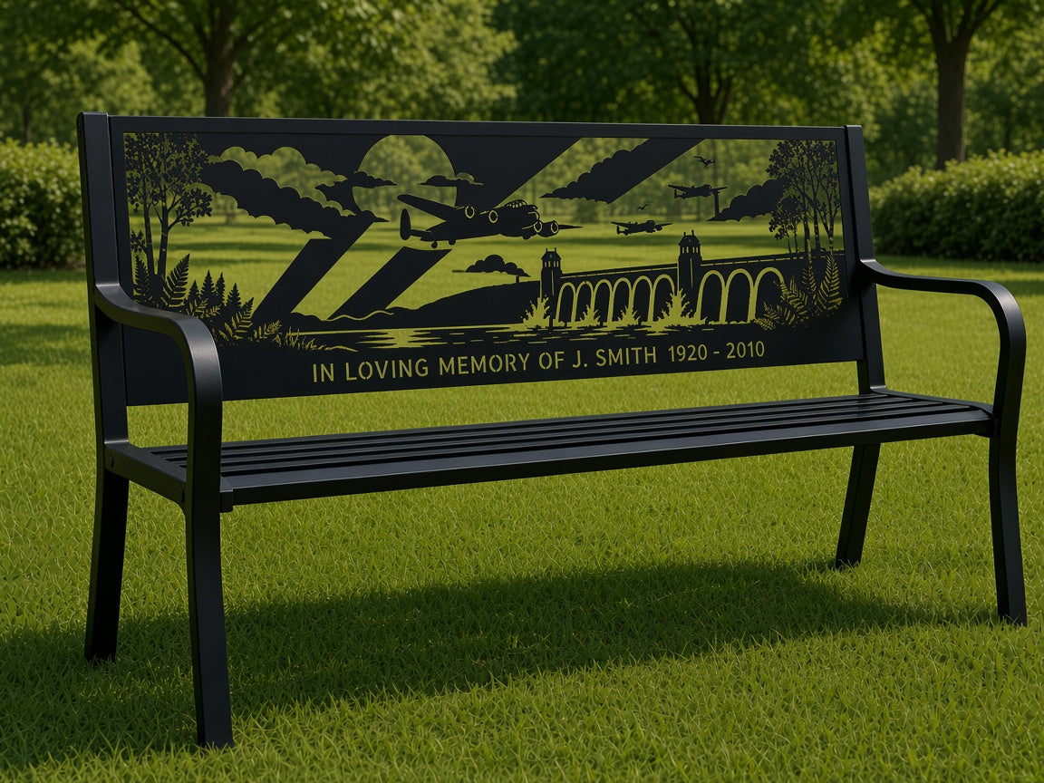 Dambusters Lancaster Memorial Bench (Personalised) – illustrative mockup