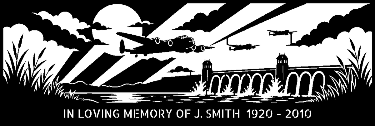 Dambusters Lancaster Memorial Bench (Personalised) – laser-cut back panel design
